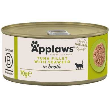 APPLAWS Natural – conservă hrană umedă complementară pentru pisici, file de ton și alge marine, 70 g